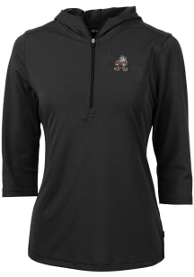 Cutter and Buck Cleveland Browns Womens Black Virtue Eco Pique Hooded Sweatshirt