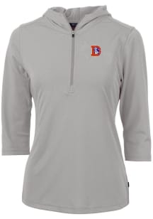 Cutter and Buck Denver Broncos Womens Grey Virtue Eco Pique Hooded Sweatshirt