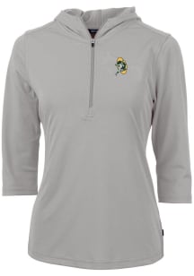 Cutter and Buck Green Bay Packers Womens Grey Historic Virtue Eco Pique Hooded Sweatshirt