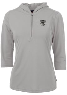 Cutter and Buck Las Vegas Raiders Womens Grey Historic Virtue Eco Pique Hooded Sweatshirt