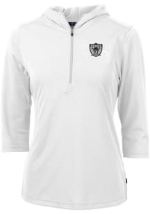 Cutter and Buck Las Vegas Raiders Womens White Historic Virtue Eco Pique Hooded Sweatshirt
