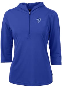 Cutter and Buck Los Angeles Rams Womens Blue Historic Virtue Eco Pique Hooded Sweatshirt