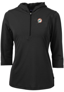 Cutter and Buck Miami Dolphins Womens Black Virtue Eco Pique Hooded Sweatshirt