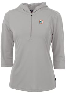 Cutter and Buck Miami Dolphins Womens Grey Virtue Eco Pique Hooded Sweatshirt