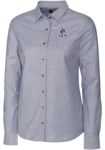 Cutter and Buck New England Patriots Womens Stretch Oxford Long Sleeve Charcoal Dress Shirt