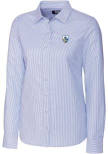 Cutter and Buck Los Angeles Chargers Womens Stretch Oxford Long Sleeve Light Blue Dress Shirt