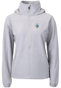 Cutter and Buck Los Angeles Chargers Womens Grey Charter Eco Long Sleeve Pullover