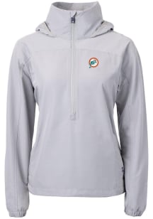 Cutter and Buck Miami Dolphins Womens Grey Charter Eco Long Sleeve Pullover