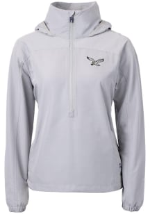 Cutter and Buck Philadelphia Eagles Womens Grey Charter Eco Long Sleeve Pullover