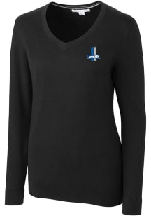 Cutter and Buck Detroit Lions Womens Black Historic Lakemont Long Sleeve Sweater