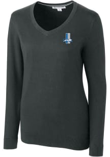 Cutter and Buck Detroit Lions Womens Charcoal Historic Lakemont Long Sleeve Sweater