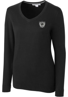 Cutter and Buck Las Vegas Raiders Womens Black Lakemont Long Sleeve Sweater