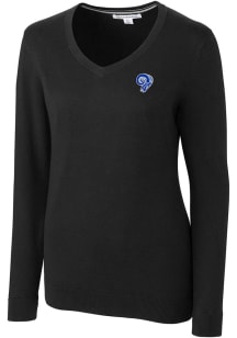 Cutter and Buck Los Angeles Rams Womens Black Historic Lakemont Long Sleeve Sweater