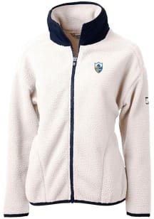 Cutter and Buck Los Angeles Chargers Womens White Historic Cascade Sherpa Long Sleeve Full Zip J..