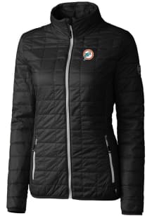 Cutter and Buck Miami Dolphins Womens Black Historic Rainier PrimaLoft Filled Jacket