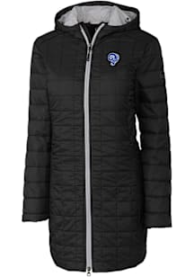 Cutter and Buck Los Angeles Rams Womens Black Historic Rainier PrimaLoft Long Filled Jacket
