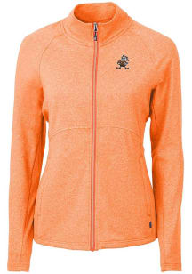 Cutter and Buck Cleveland Browns Womens Orange Historic Adapt Eco Knit Light Weight Jacket