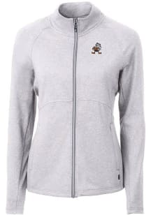 Cutter and Buck Cleveland Browns Womens Grey Historic Adapt Eco Knit Light Weight Jacket