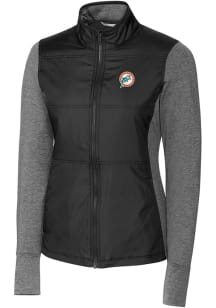 Cutter and Buck Miami Dolphins Womens Black Historic Stealth Medium Weight Jacket