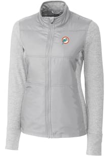 Cutter and Buck Miami Dolphins Womens Grey Historic Stealth Medium Weight Jacket