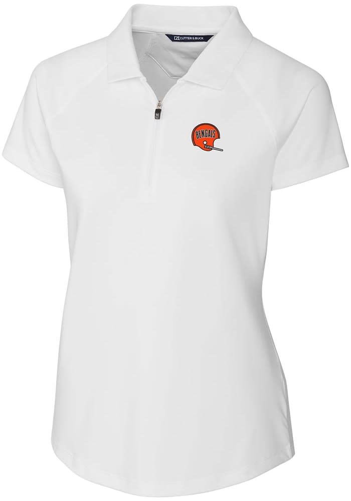 Cutter and Buck Cincinnati Bengals Womens White Historic Forge Short Sleeve Polo Shirt