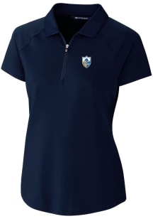 Cutter and Buck Los Angeles Chargers Womens Navy Blue Forge Short Sleeve Polo Shirt