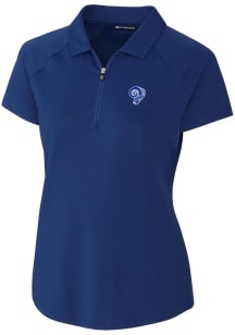 Cutter and Buck Los Angeles Rams Womens Blue Forge Short Sleeve Polo Shirt