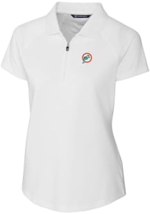 Cutter and Buck Miami Dolphins Womens White Forge Short Sleeve Polo Shirt
