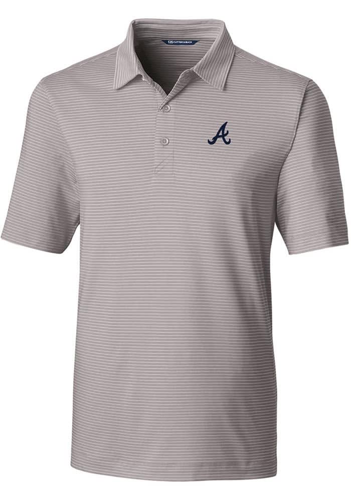 Men's Cutter & Buck Navy Atlanta Braves Prospect Textured Stretch Polo 