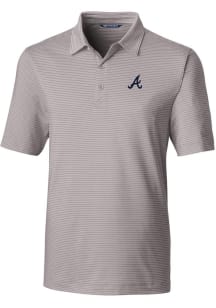 Cutter and Buck Atlanta Braves Mens Grey Forge Pencil Stripe Short Sleeve Polo