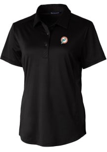 Cutter and Buck Miami Dolphins Womens Black Prospect Short Sleeve Polo Shirt