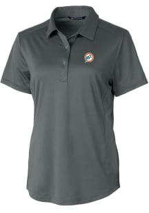 Cutter and Buck Miami Dolphins Womens Grey Prospect Short Sleeve Polo Shirt