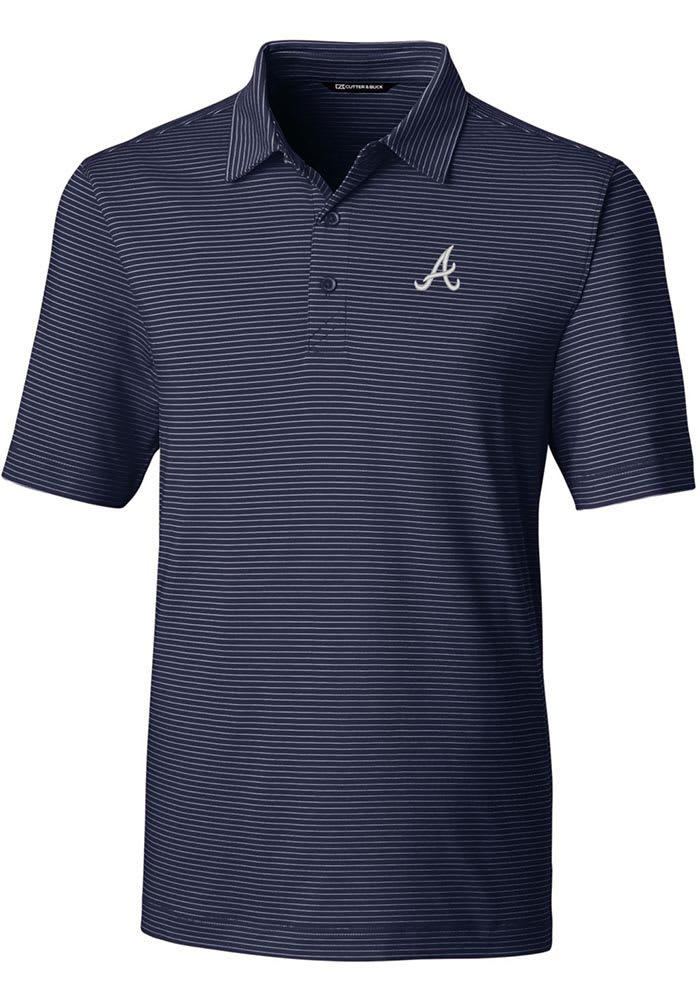 Atlanta Braves Cutter & Buck Forge Pencil Stripe Stretch Mens Polo