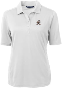 Cutter and Buck Cleveland Browns Womens White Virtue Eco Pique Short Sleeve Polo Shirt