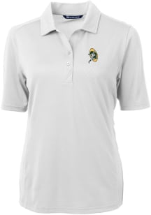 Cutter and Buck Green Bay Packers Womens White Virtue Eco Pique Short Sleeve Polo Shirt