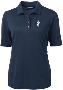 Cutter and Buck Houston Texans Womens Navy Blue Historic Virtue Eco Pique Short Sleeve Polo Shir..