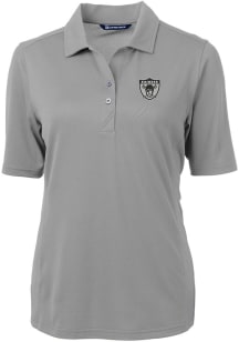 Cutter and Buck Las Vegas Raiders Womens Grey Virtue Eco Pique Short Sleeve Polo Shirt