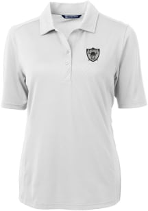 Cutter and Buck Las Vegas Raiders Womens White Historic Virtue Eco Pique Short Sleeve Polo Shirt