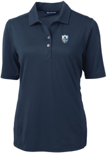 Cutter and Buck Los Angeles Chargers Womens Navy Blue Virtue Eco Pique Short Sleeve Polo Shirt