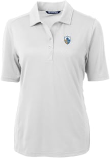 Cutter and Buck Los Angeles Chargers Womens White Historic Virtue Eco Pique Short Sleeve Polo Sh..