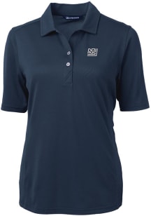 Cutter and Buck New York Giants Womens Navy Blue Virtue Eco Pique Short Sleeve Polo Shirt
