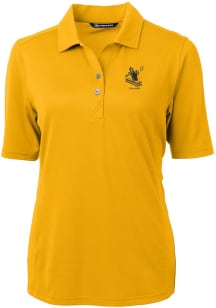 Cutter and Buck Pittsburgh Steelers Womens Gold Historic Virtue Eco Pique Short Sleeve Polo Shir..