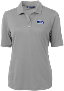 Cutter and Buck Seattle Seahawks Womens Grey Virtue Eco Pique Short Sleeve Polo Shirt