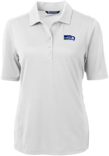 Cutter and Buck Seattle Seahawks Womens White Historic Virtue Eco Pique Short Sleeve Polo Shirt