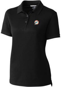 Cutter and Buck Miami Dolphins Womens Black Advantage Short Sleeve Polo Shirt