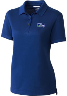 Cutter and Buck Seattle Seahawks Womens Blue Advantage Short Sleeve Polo Shirt