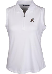Cutter and Buck Cleveland Browns Womens White Historic Forge Polo Shirt