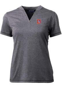 Cutter and Buck Denver Broncos Womens Charcoal Historic Forge Short Sleeve T-Shirt