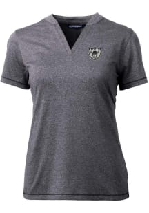 Cutter and Buck Las Vegas Raiders Womens Charcoal Historic Forge Short Sleeve T-Shirt