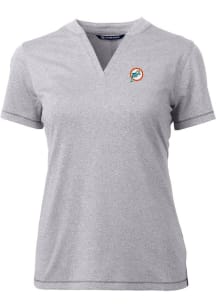 Cutter and Buck Miami Dolphins Womens Grey Forge Short Sleeve T-Shirt